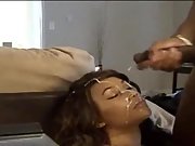 Fat big black cock facial feeding her face with lots of sticky spunk